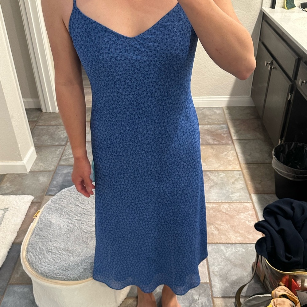 Elegant Blue Spaghetti Strap Dress